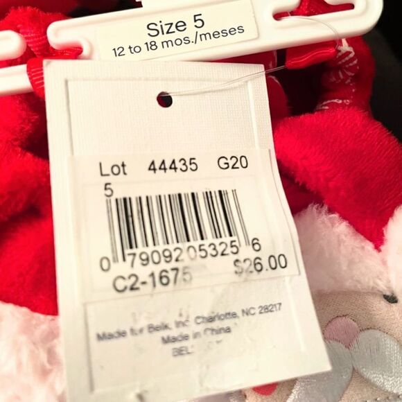 NWT Crown and Ivy Unisex Baby 5 Santa Shoes Christmas Slippers Slip On Red White - Picture 11 of 13